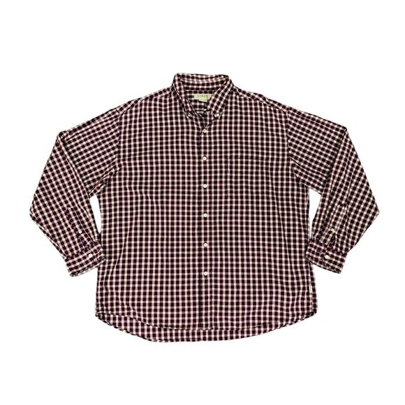 J Crew Shirt Mens XL Extra Large Purple Red Cotton Plaid Button Down Long Sleeve - Picture 1 of 9